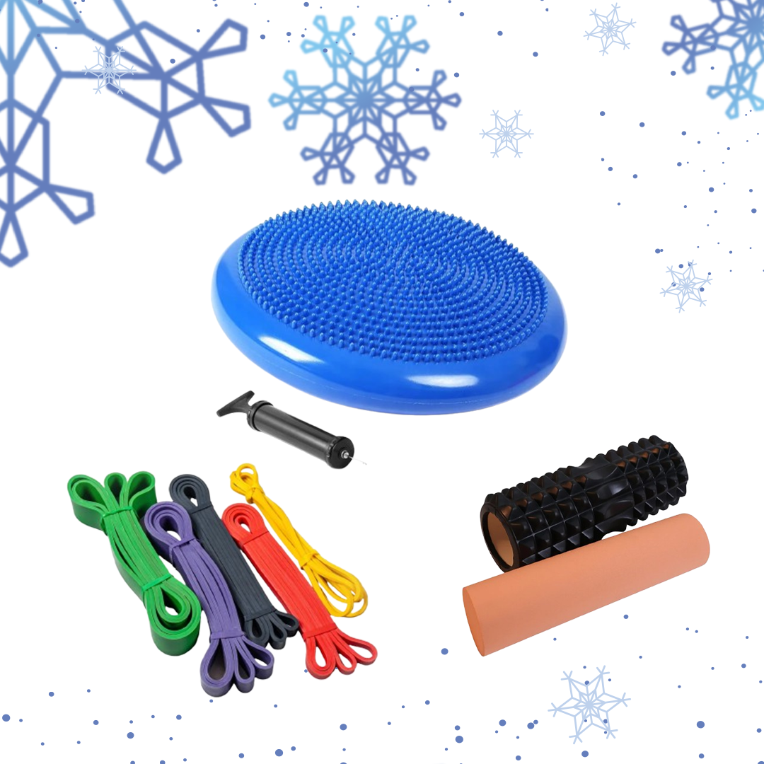 Balance Ball + Loop Elastic Band (Full Set) + Deep Tissue Foam Roller 2 in 1